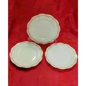 Set of 3-H & Co Bavaria-"Tiara" Strawberry Saucers